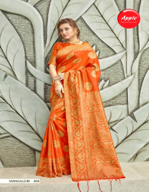 orange silk blend  fabric printed work casual 