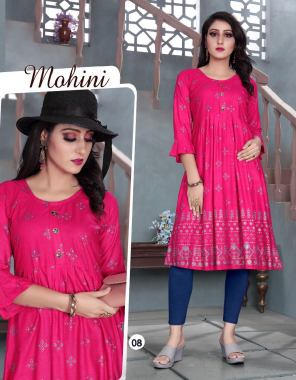 pink rayon 14 kg | length - 40 fabric printed work party wear 