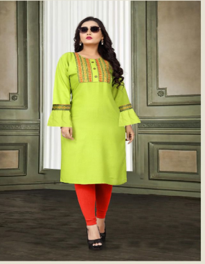 green rayon 14 kg | length - 44 fabric embroidery work casual 