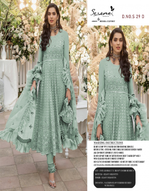 green top - fox georgette heavy embroidered | inner - heavy shantun | bottom - heavy shantun | dupatta - nazmin heavy embroidered with frill [ pakistani copy ] fabric heavy embroidery  work ethnic 