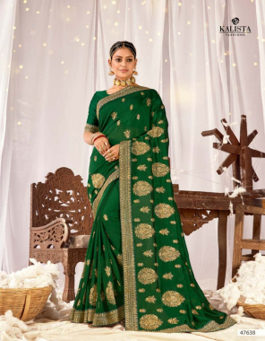 dark green vichitra silk fabric embroidery work festive 