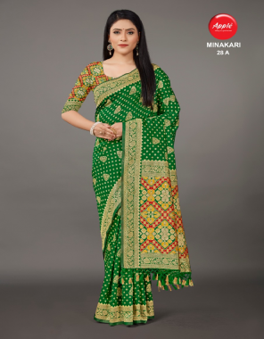 green silk blend  fabric printed work ethnic 