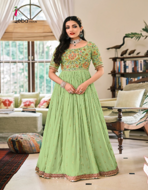 parrot green top - pure georgette with heavy embroidery | dupatta - heavy net | bottom- dual santoon  fabric heavy embroidery work ethnic 
