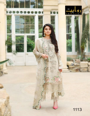 white top - faux georgette with embroidery | inner / bottom - dull santoon | dupatta - nazmin chiffon with embroidery [ pakistani copy ] fabric embroidery work ethnic 