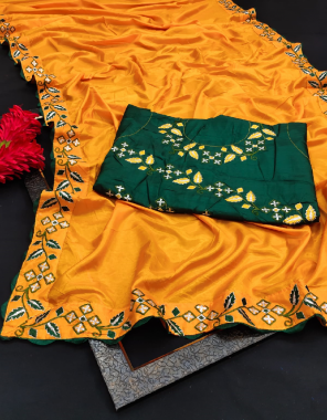 yellow dhola silk fabric embroidery work ethnic 