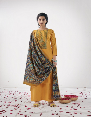 yellow top - heavy cambric ( 2.50 m approx ) | bottom -heavy cambric ( 2.50 m approx) | dupatta - heavy mul mul with fancy printed ( 2.25 m) fabric embroidery work ethnic 