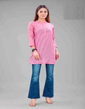 pink cotton  fabric plain work casual 