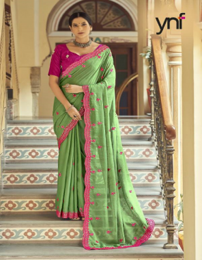 parrot green cotton silk fabric embroidery work ethnic 