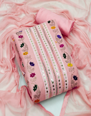 pink top - chanderi cotton ( classy handwork ) | bottom - santoon | inner - santoon | dupatta - nazmin  fabric fancy work work ethnic 