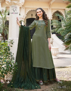 green top - viscose silk with stripe | sharara - muslin with embroidery work | dupatta - naylon viscose weaving sequance fabric embroidery work festive 