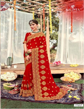 red georgette fabric embroidery work party wear 