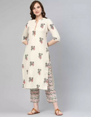 white top - cotton | bottom - cotton fabric printed work casual 