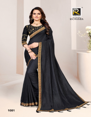 black vichitra silk fabric plain work festive 