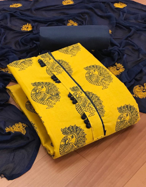 yellow top - cotton printed ( 2 m) | bottom - pure indo cotton ( 2 m) | dupatta - nazmeen work ( 2.05 to 2.10 m) fabric printed work festive 