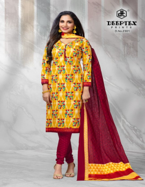 yellow top - cotton printed ( 2.50 m) | bottom - cotton printed ( 2.0 m) | dupatta - cotton printed ( 2.25m) fabric printed work party wear  