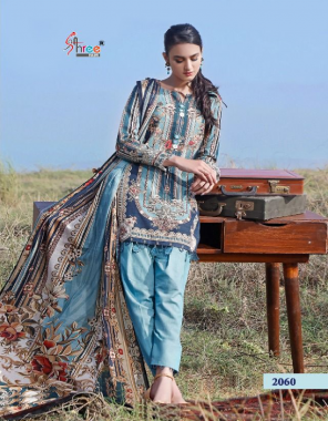 sky blue top - pure cotton print with embroidery patch | bottom - semi lawn | dupatta - cotton [ pakistani copy ] fabric printed work festive 