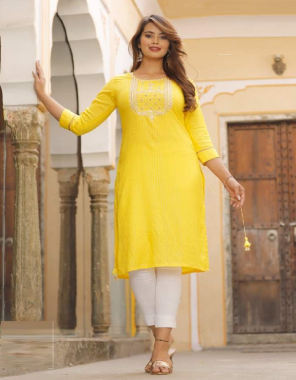 yellow heavy lurex rayon [ 14 kg ] | length - 46 fabric embroidery work casual 