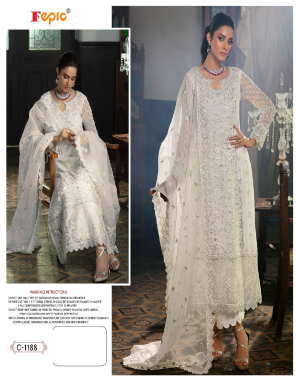 white top - heavy butterfly net embroidered with heavy hand worked neck | dupatta - net embroidered with pearl work | bottom - santoon | inner - santoon [ pakistani copy ] fabric embroidery work casual 