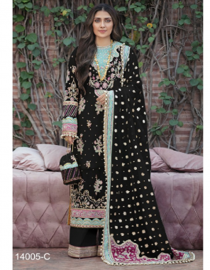black top - georgette with heavy embroidery | bottom / inner - dul shantun | dupatta - net with heavy embroidery [ pakistani copy ] fabric heavy embroidery work ethnic 
