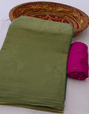 mahendi silk fabric plain work ethnic 