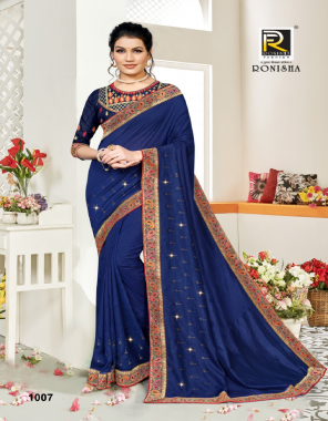 navy blue vichitra silk fabric embroidery work festive 