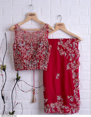 red mashroom silk | blouse - banglori silk fabric coding with mebroidery work casual 