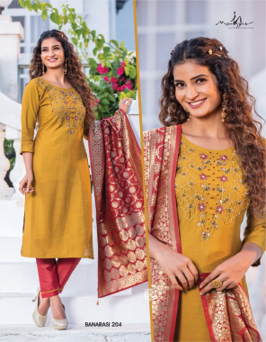 yellow kurti - bombay rayon sarkar silk | pant - p s silk heavy | dupatta - pure banarasi dupatta fabric embroidery work festive 