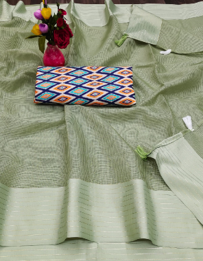green jute cotton fabric weaving work casual 
