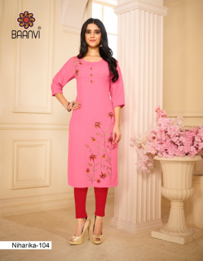 pink namo slub embroidery | length - 44 fabric embroidery work party wear 