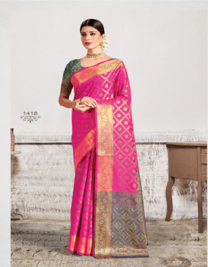 pink patola silk fabric jacquard + weaving work festive 
