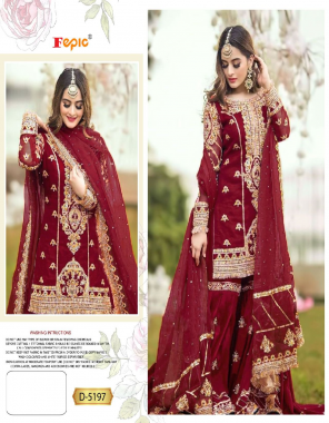 maroon top - georgette embroidered with heavy handwork | dupatta - net  heavy embroiderd | bottom - net heavy embroidered |inner - santoon [ pakistani copy ] fabric heavy embroidery work festive 
