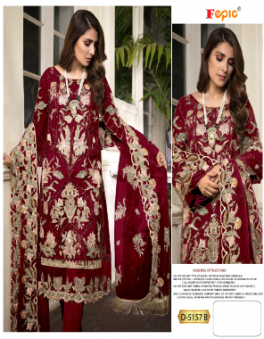 maroon top - georgette embroidered with hand work | dupatta - nazmeen embroidered four side frills lace | bottom - santoon [ pakistani copy ] fabric embroidery + handwork work casual 