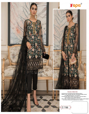 black top - georgette embroidered with handworked | dupatta - net with fancy pearl work | bottom - santoon | inner - santoon [ pakistani copy ] fabric embroidery work casual 