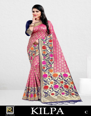 pink premium silk fabric printed work ethnic 