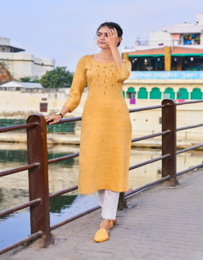 yellow fancy silk liva fabrics with khatli work fabric khatli work work festive 