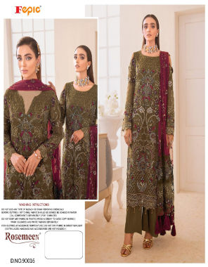 mahendi top - georgette embroidered | dupatta - butterfly net | bottom - santoon | inner - santoon [ pakistani copy ] fabric embroidered work ethnic 