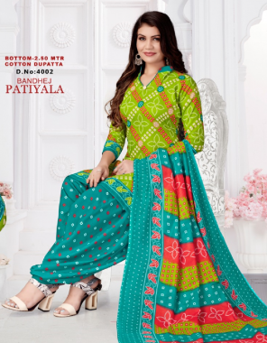 parrot green top - cotton | bottom - cotton | dupatta - cotton  fabric printed work festive 