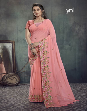 pink georgette fabric embroidery work casual 