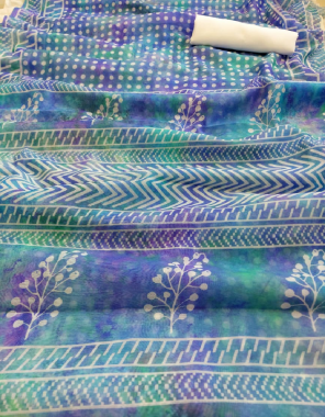 sky blue saree - soft cotton digital printed | blouse - banglori satin silk  fabric digital printed work party wear 