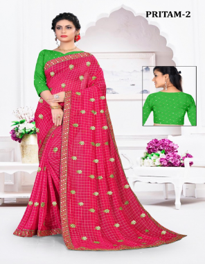 pink saree - jenny checks + work | blouse - mirror work satin banglory fabric fabric fancy mirror work & thread embroidery work work festive 