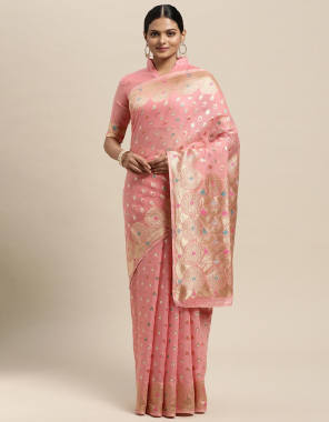 pink womens silk blend woven  fabric jacquard work casual 