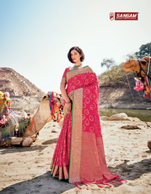 pink silk banarasi fabric jacquard + weaving work festive 