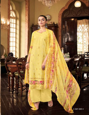 yellow top - pure cotton linen with digital print ( 2.50 m) | bottom - pure cotton salwar ( 3 m ) | dupatta - pure dupatta pure bembery chiffon ( 2.30 m) fabric digital printed work ethnic 