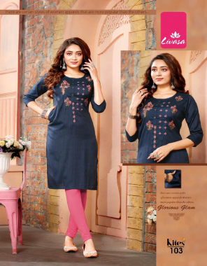 navy blue top - rayon arrow with embroidery work | length - 40 -42 fabric embroidery work festive 