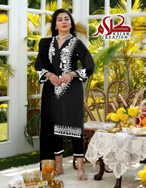 black top - fox georgette with embroidery and moti work ( back wark also available ) | dupatta - nazmin with embroidery 4 side lace | pant - jaam cotton with embroidery lace fabric embroidery work ethnic 