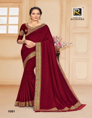 maroon vichitra silk fabric embroidery work party wear 