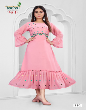 pink georgette | length - 48 fabric embroidery work ethnic 