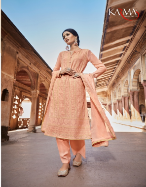 orange top - pure georgette embroidered | dupatta - pure georgette embroidered | bottom - pure santoon ( with inner ) fabric embroidered  work casual 