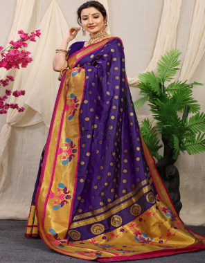 purple paithani pure silk  handloom saree with pure jari work | saree length - 5.50 m | blouse length - 0.80 m fabric jari work work festive 