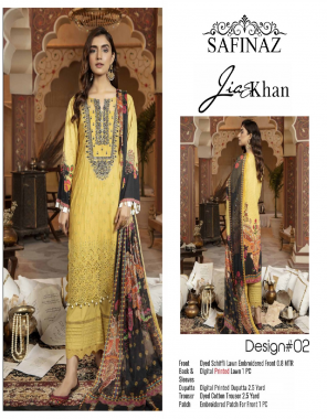 yellow top - negative print lawn schifali embroidery front back & slives lawn digital printed | bottom - dyed cotton | dupatta - cotton digital printed [ pakistani copy ] fabric embroidery work festive 